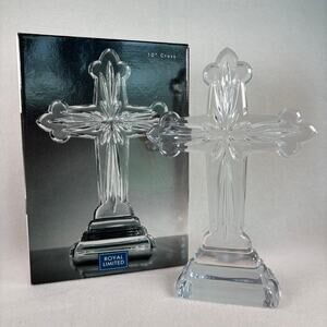 Royal Limited 24% Full Lead Crystal 10" Standing Cross, Made In Slovenia